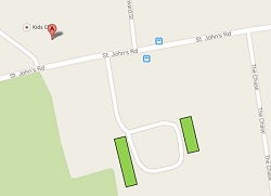 Map showing the location of the garages in st johns road ely