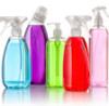 row of colourful spray bottles