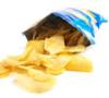 crisp packet with crisps falling out