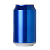 blue shiny metal drink can