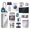 selection of household electrical items, like hoovers, irons and kitchen appliances