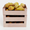 stack of hardboard fruit punnets full of pears