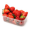 clear plastic punnet full of strawberries