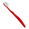 red toothbrush with white bristles