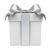 glittery silver wrapped  gift